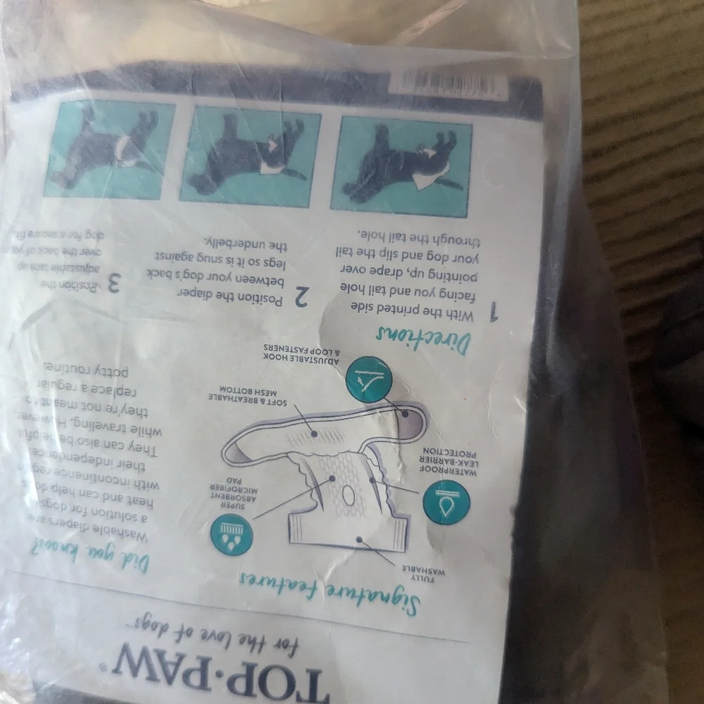 Top-Paw Washable Dog Diapers Size Small New Packaged Open